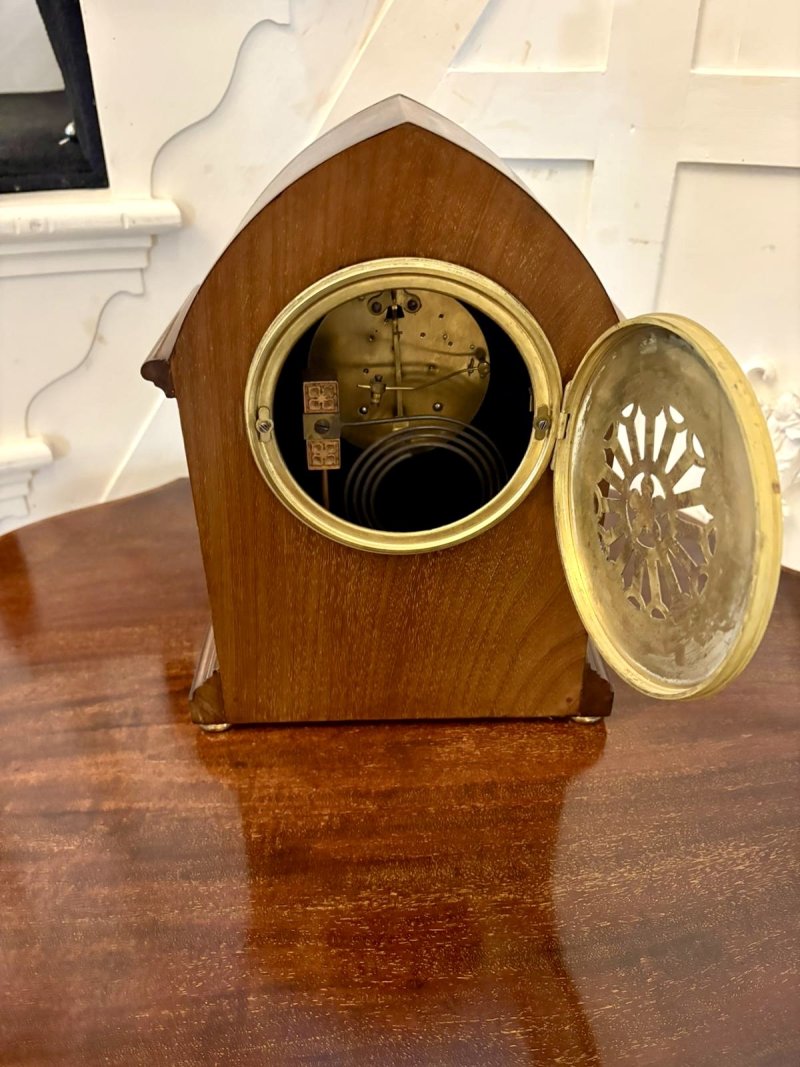 Antique Edwardian Mahogany Striking Mantel Clock